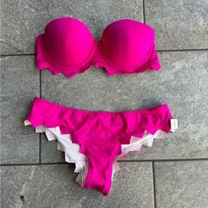 Brand New With Tags Victoria’s Secret Pink Swim Hot Pink ZigZag Bikini, Medium